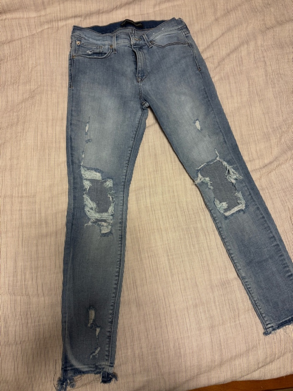 Express Women's Light Blue Distressed Skinny Ankle Jeans